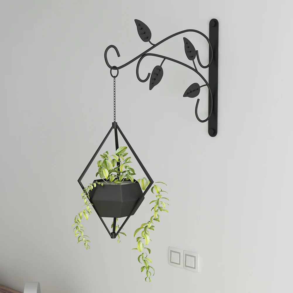 Wall-mounted Iron Hook Plant Flower Pots Decorative Hanging Basket Support Shelf for Household Bedroom Decoration
