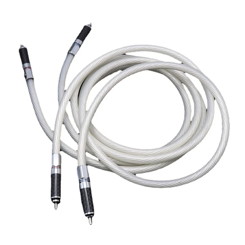 HFI 5N OCC Silver Plated RCA Fever Grade Audio Interconnect Cable with Carbon Fiber Plugs