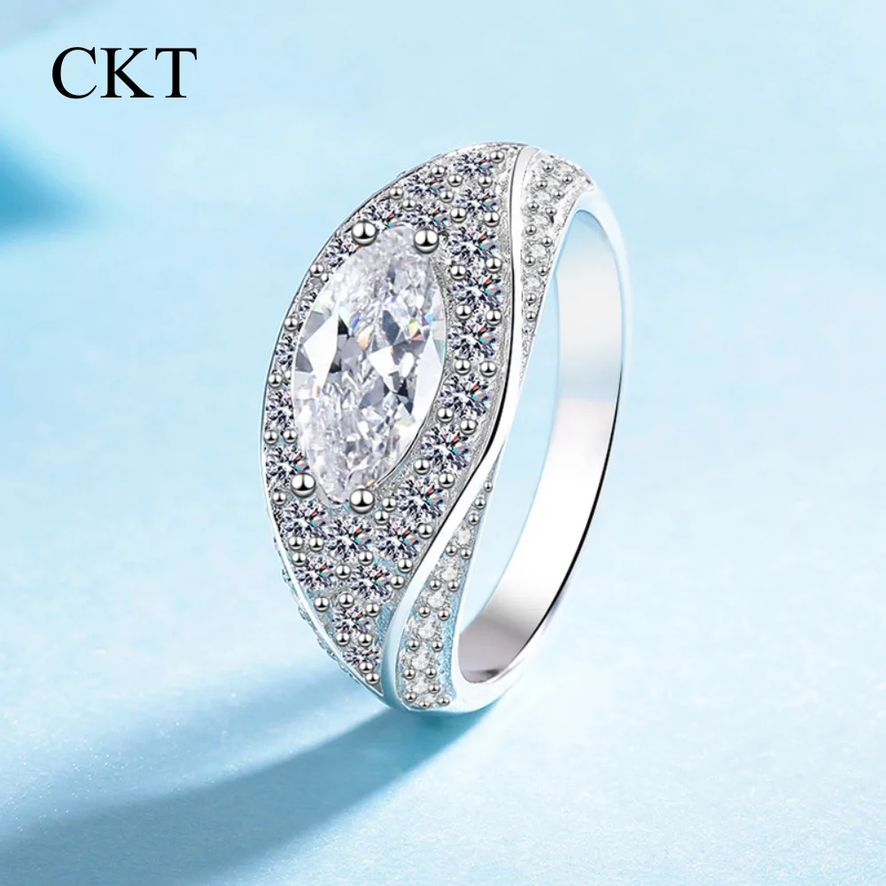 

CKT Valentine's Day 18K Gold Birthday Gift 1CT Moissanite Diamond Women Wedding Band Party Platinum PT950 Eye of The Devil Rings