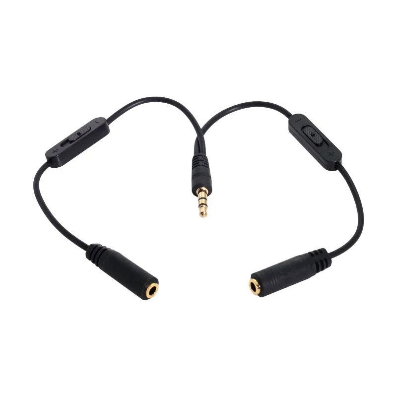 3.5 Jack Splitter Macho Para 2 Feminino Jack 3.5mm Cabo De Áudio Estéreo Y Splitter Adaptador de Controle de Volume Fone De Ouvido Telefone AUX cabo