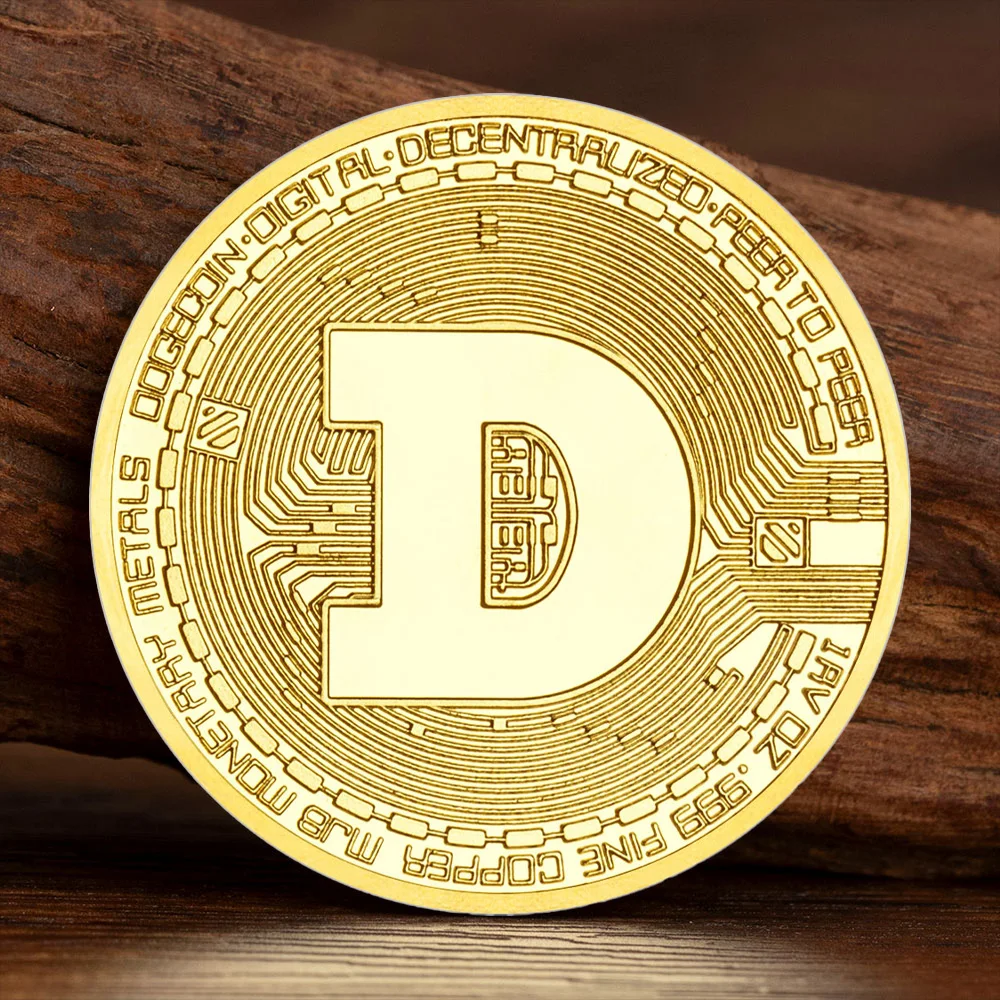 عملة دوجي مطلية بالذهب، عملة قابلة للجمع، عملة تشفير مادية، عملة تذكارية دوجكوين لديكور المنزل