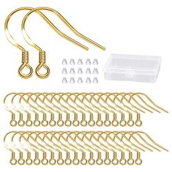 50Pcs/Box 925 Silver-Plated Gold Earring Hooks Kit With Earring Backs For DIY Jewelry Making Accessories