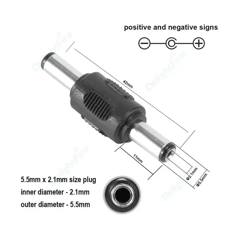 Conector de alimentación CC de 5,5, 2,5mm a 5,5x2,1mm, conector Jack de 5V y 12V, 5,5x2,5mm hembra a 5,5mm x 2,1mm macho, conectores adaptadores de corriente CC