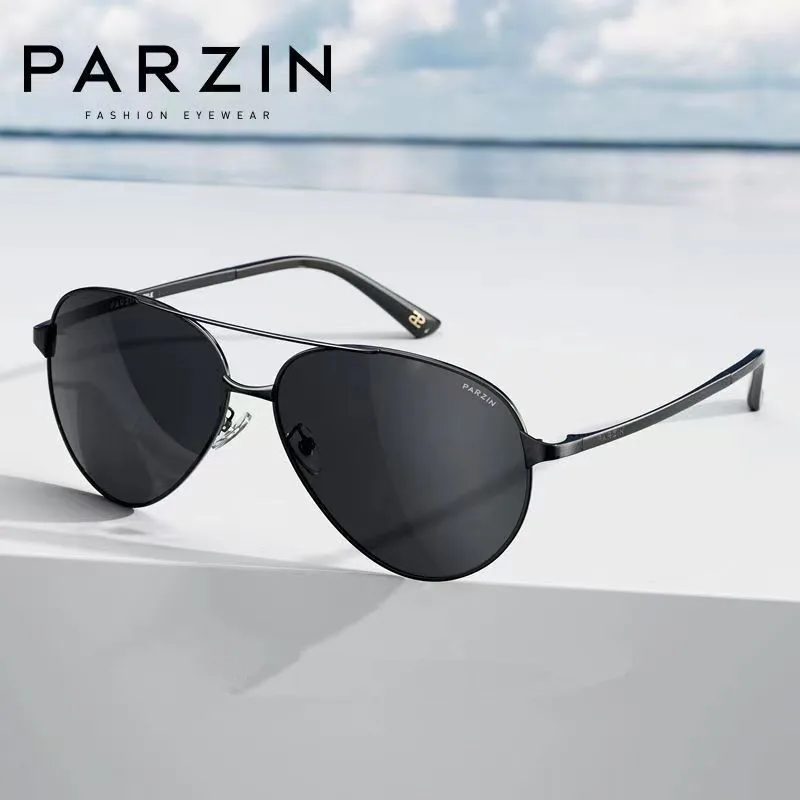 PARZIN Pilot Sunglasses for Men Square Polarized TAC Lens - UV 400 Protection with Accessories Driving Outdoor
