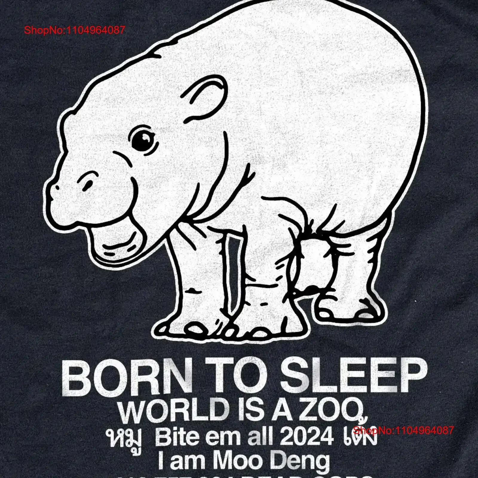 

Moo Deng Born to Sleep shirt vintage Washed Breathable Top For Everyday Wear Stretched homme Comfortable Casual fashion Unisex