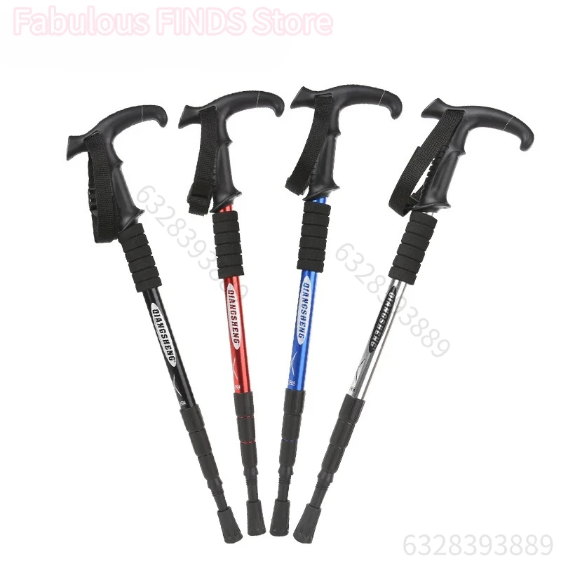 Palo de Trekking plegable para exteriores, palo telescópico portátil de 4 secciones para caminar y senderismo, palo de Trekking ligero para acampar y escalar