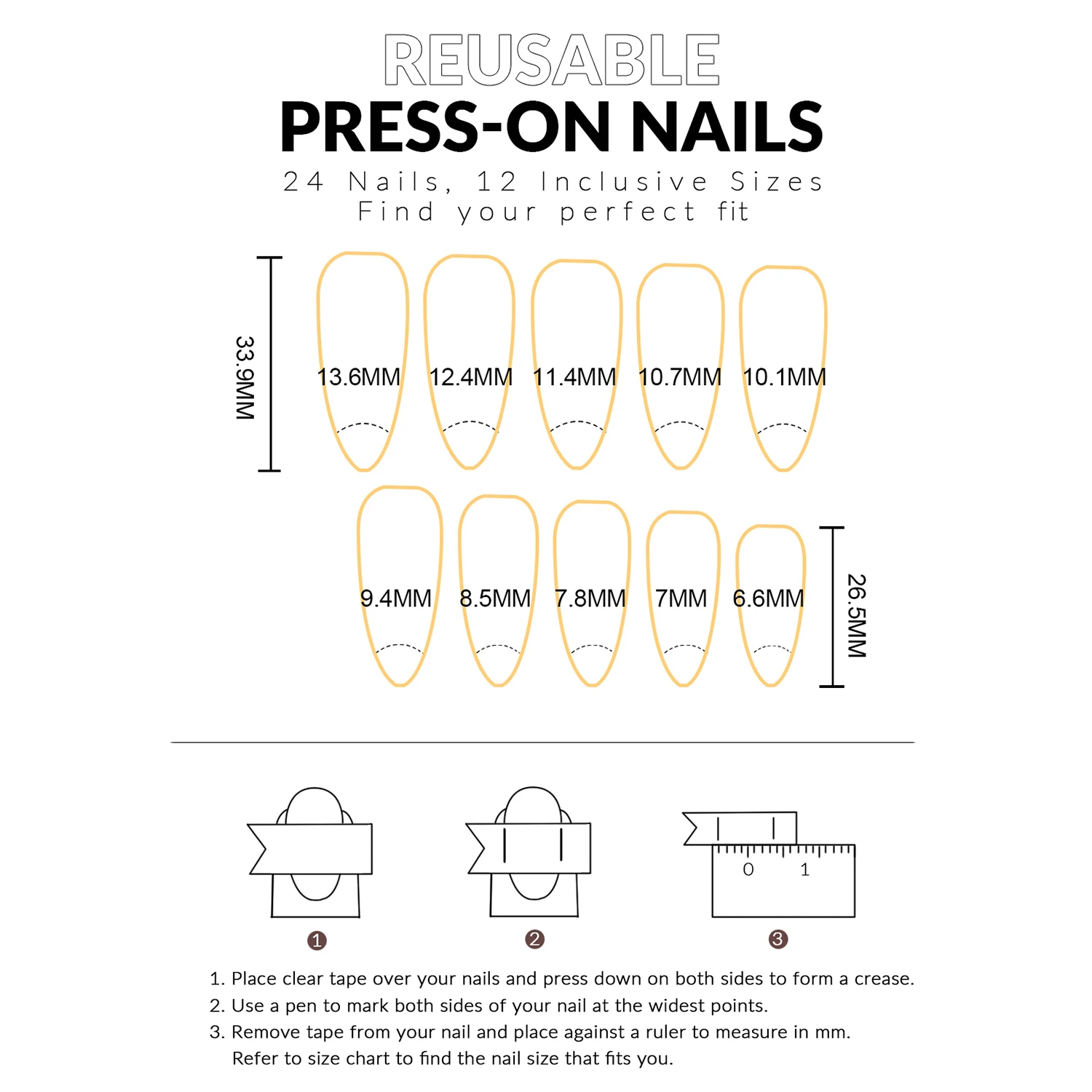 Unhas postiças longas com ponta branca, ultra-flexíveis, duradouras, unhas de Halloween para compras, viagens, namoro