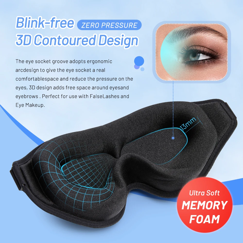 

100% Затемняющая 3D маска для сна, дышащая повязка на глаза с эффектом памяти