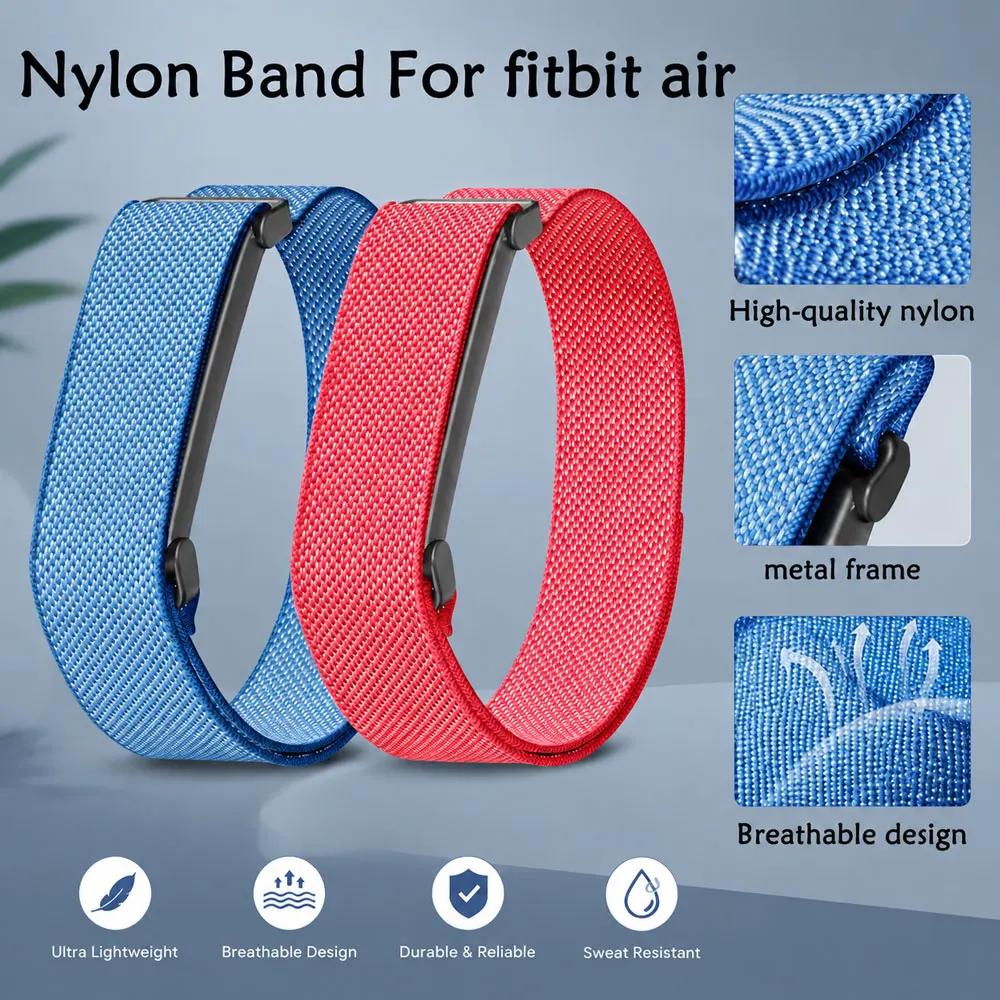 Einteiliges Nylon-Armband mit Metallrahmen für Google Fitbit Air, Magic Buckle, hautfreundliches Nylon-Armband für Google Fitbit Air