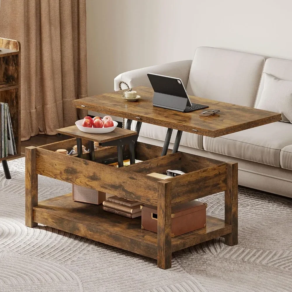 Rustic Brown Pool Table Serving Coffee 3 in 1 Multi-Function Coffee Tables With Storage for Living Room Dolce Gusto Furnitures