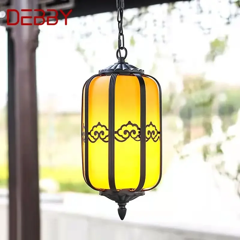 TEMAR Classical Chinese Lantern Pendant Lamp Vintage Dolomite Outdoor LED Light Waterproof for Home Corridor Decor Electricity