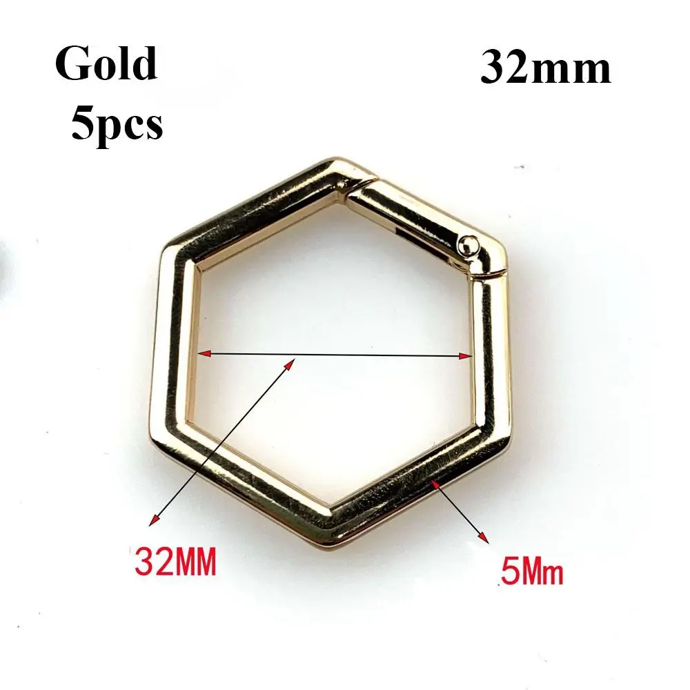 5pcs New 20/25/32mm Spring Hexagon-Ring Buckles Black Gold Silver Hexagon Shape Bag Belt Buckle Plated Gate Purses Handbags