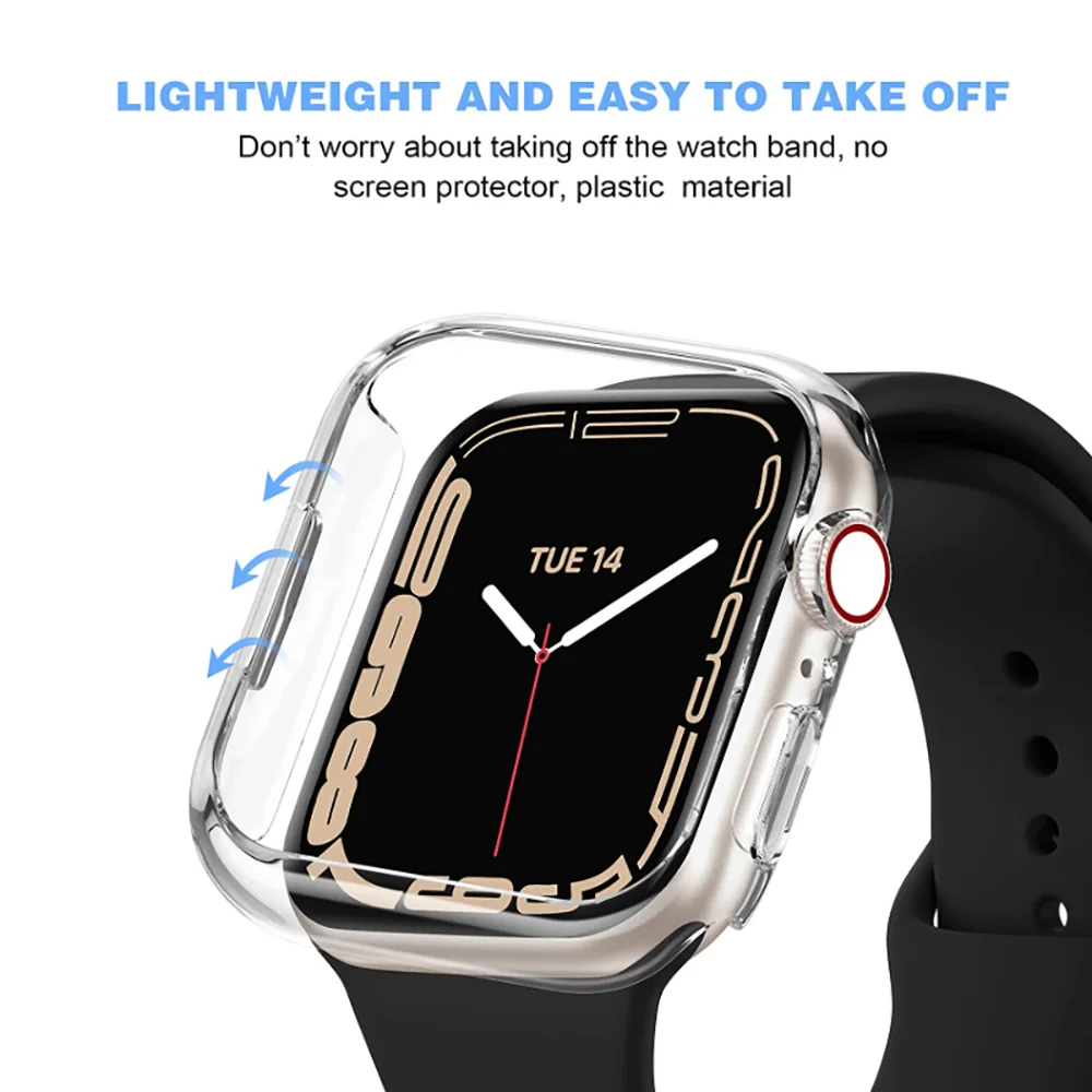 Screen Protector Film+Case for Apple Watch 45MM 41MM 40MM 44MM 42mm 38mm Protective Cover Soft Film for iWatch 9 8 7 6 SE 5 4 3