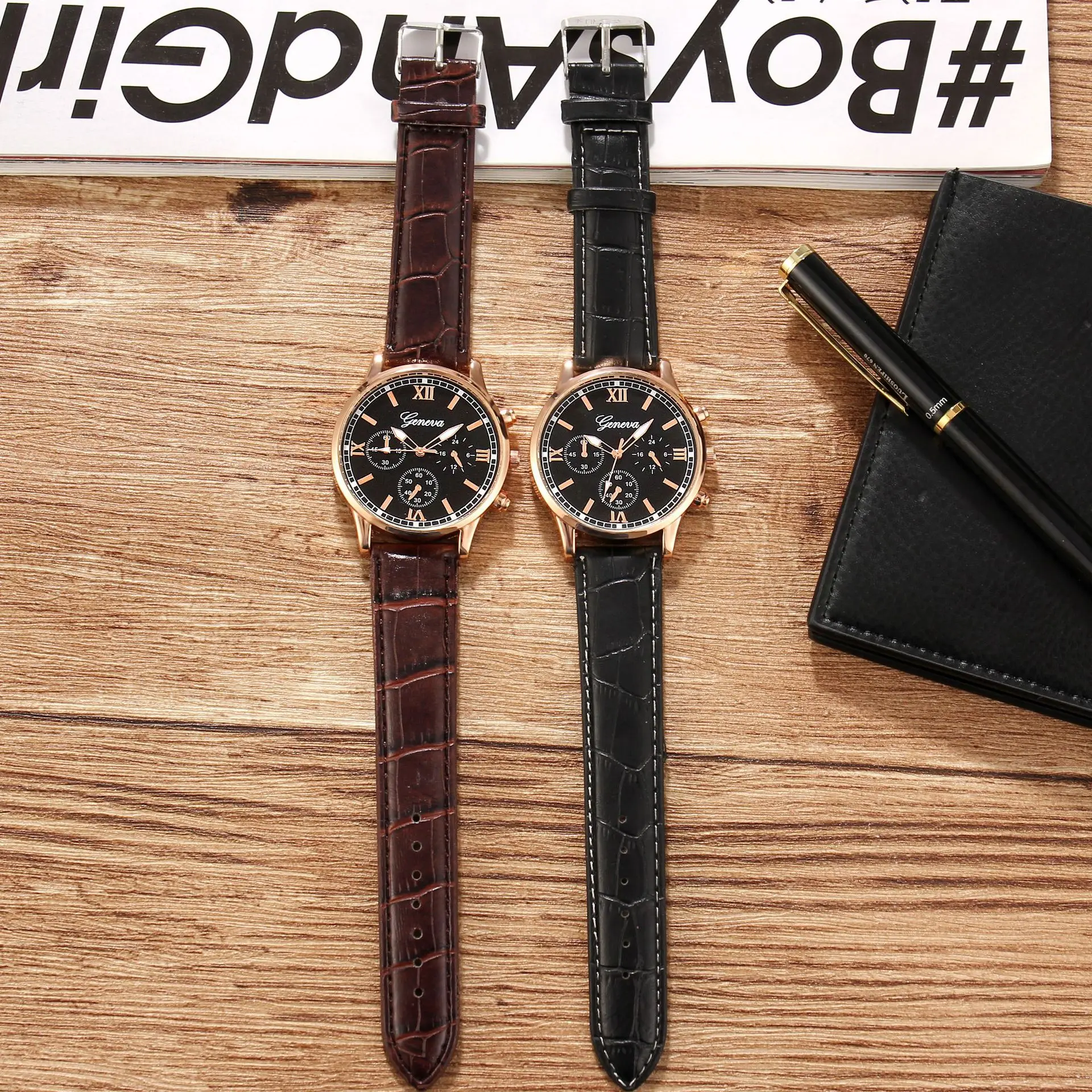 Fashion Top Brand Men Women Business Watch Stylish Casual Men Classical Big Dial Leather Strap Watches Mature Style Quartz Clock