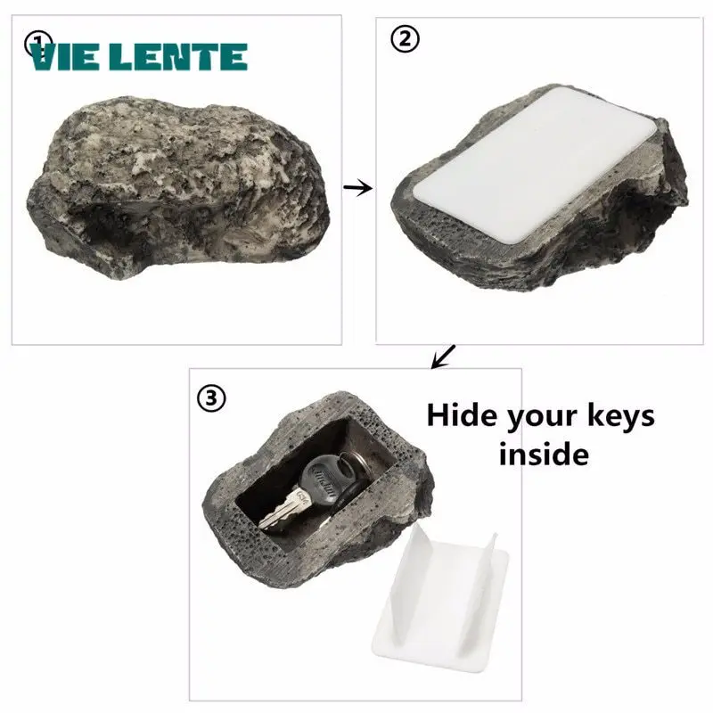 2pcs/set Creative And Fashionable Fake Stone Novelty Stone Storage Resin Key Box Simulated Stone Spare Key Storage