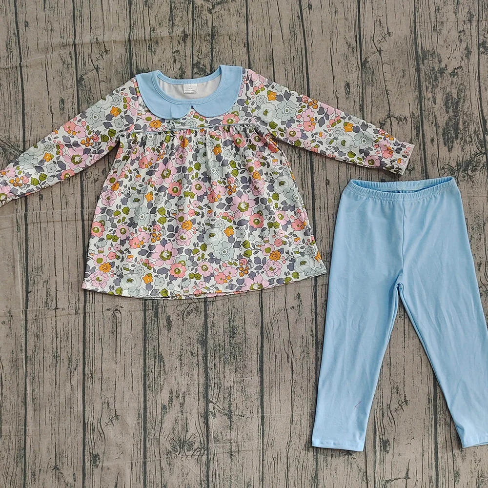 z1226-01 GLP3168 Pre-sale sample Wholesale Boutique kids clothes girl floral long sleeve pants Set Summer Children clothing