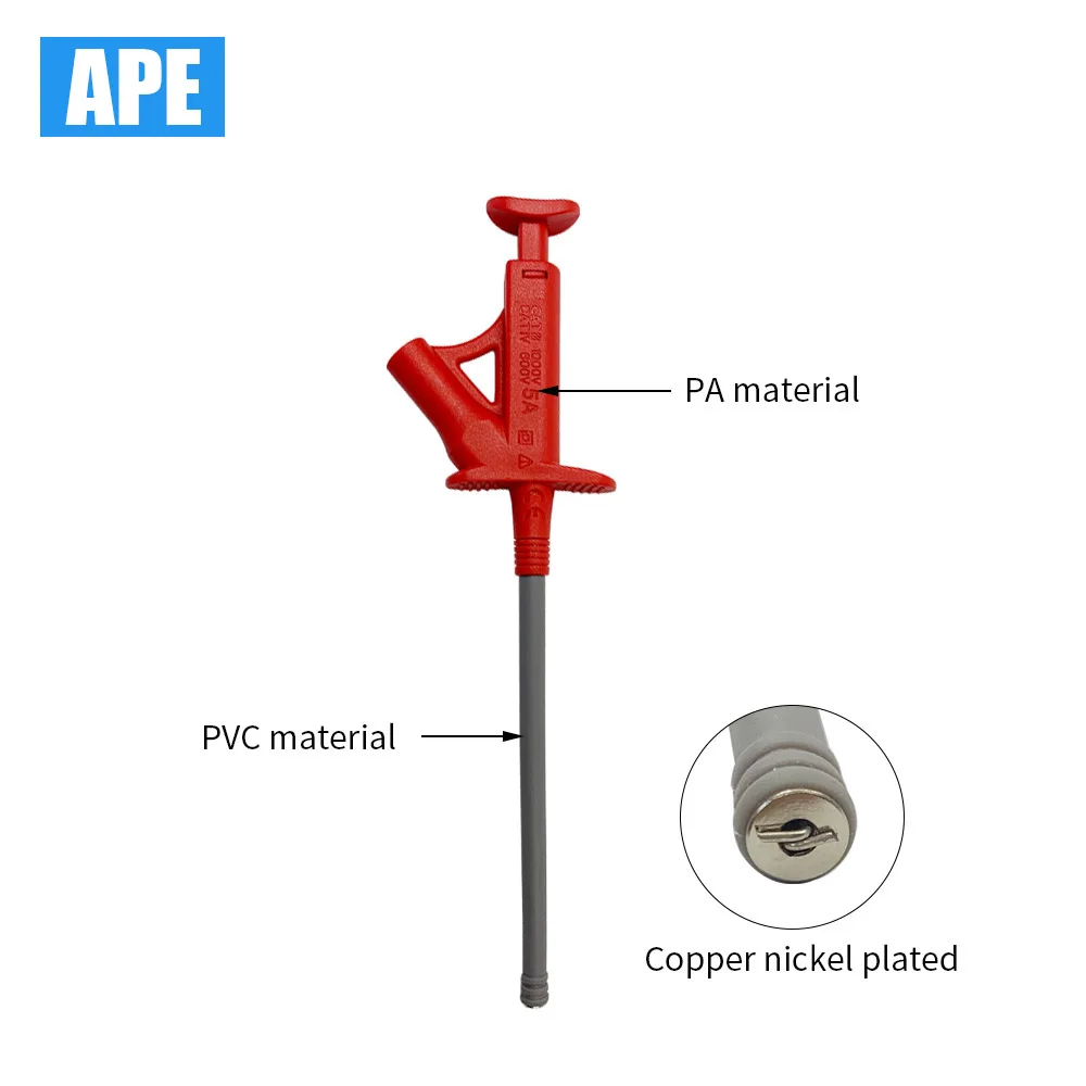 1pc Quick Test Hook Clip Professional Insulated High Voltage Flexible Testing Probe 4mm Banana Socket