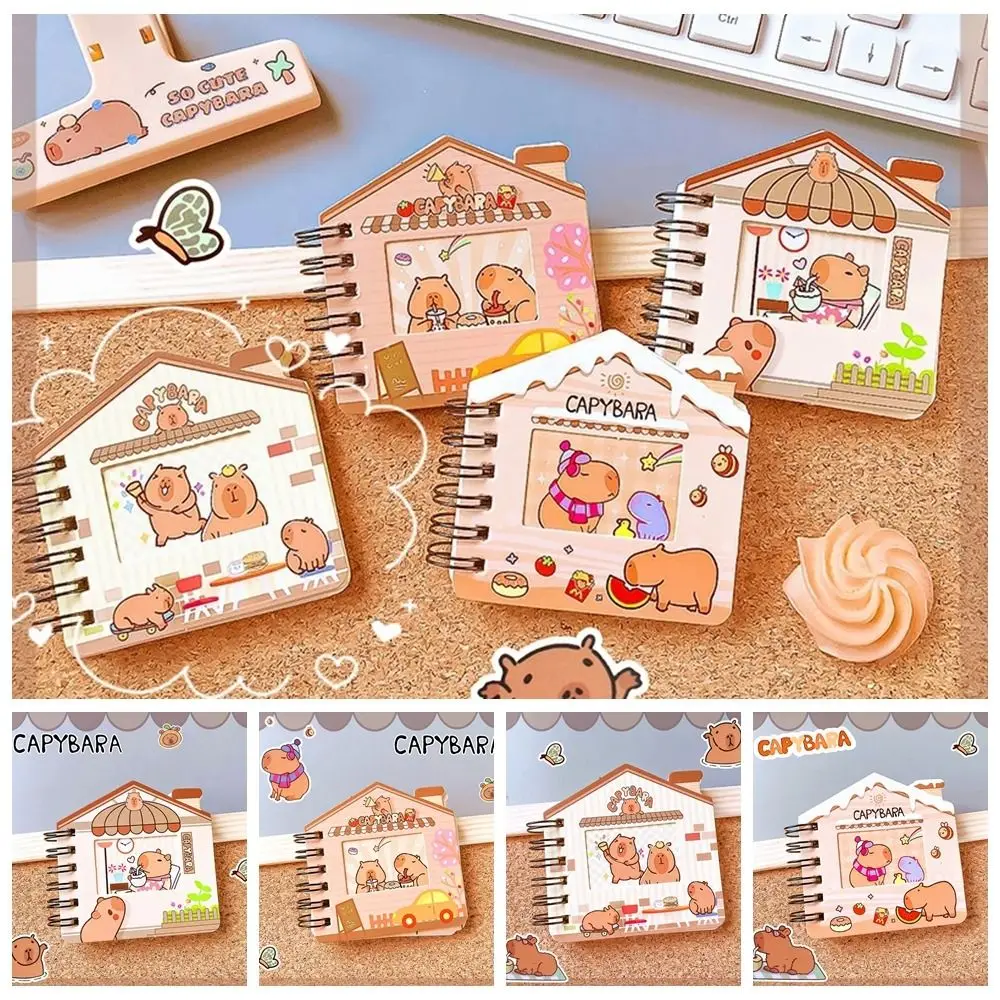 Portable Cute Capybara Notebook Aesthetic Kawaii Color Page Diary Notepad Loose Leaf Mini Writing Pad Student