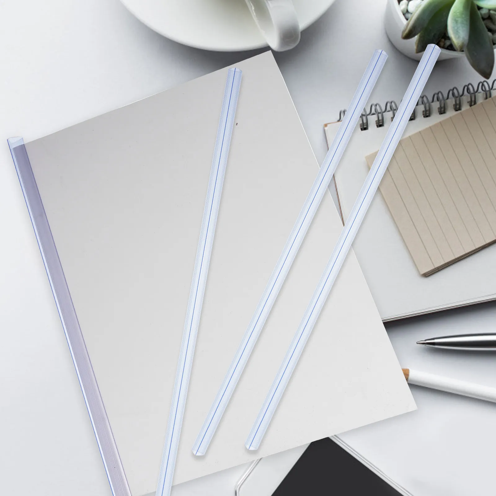 

10Pcs High Hardness Plastic Slide Binders A4 Transparent Bookbinding Clip Slide Binder for Planner Notebook Document