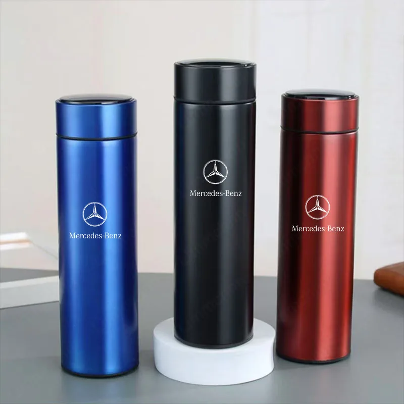 

500ml Smart Water Bottle Stainless Steel Thermos Flasks For Mercedes benz A B G Class w204 W251 W463 W203 W205 W210 W221 W222