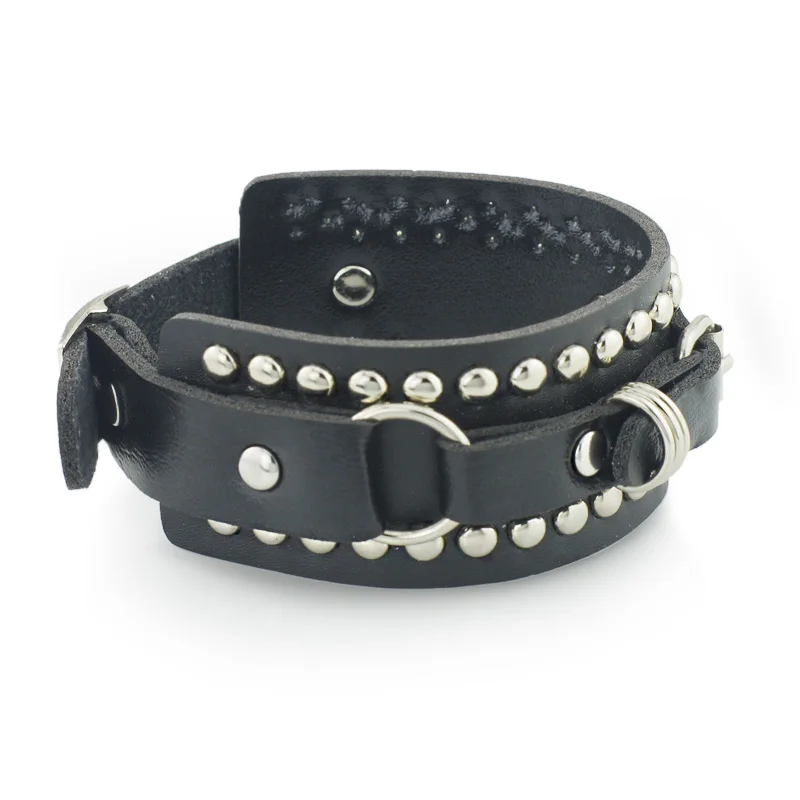 Unisex Punk Rivet Wide Cuff Leather Belt Buckle Bracelets & Bangles Gothic Rock Bracelets For Women Men S331