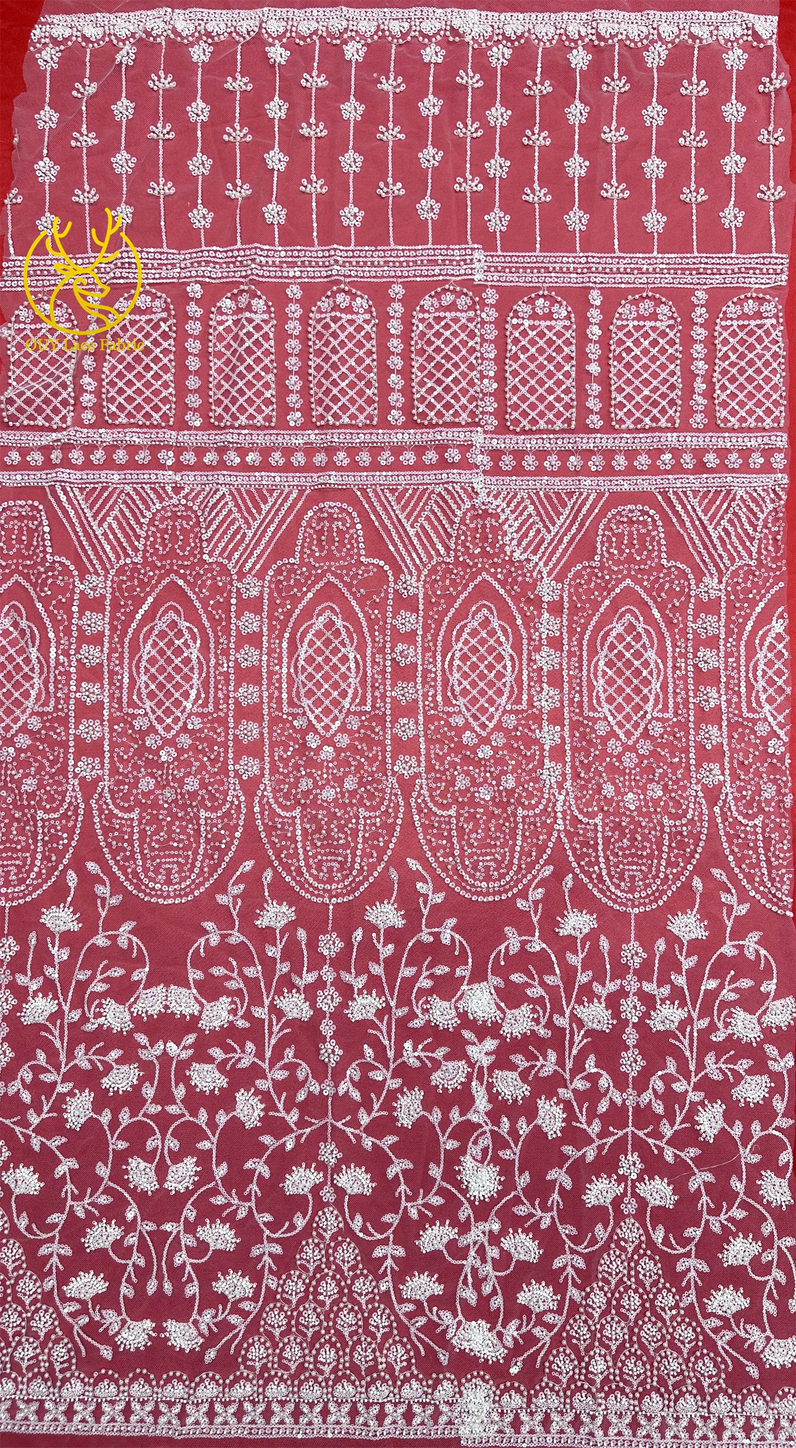Afrikanischer Perlenstickerei-Spitzenstoff 2026 Hochwertiger Nigerianischer Pailletten-Spitzenstoff Französischer Braut-Hochzeits-Abendkleid-Nähstoff 5Y – Detail 11