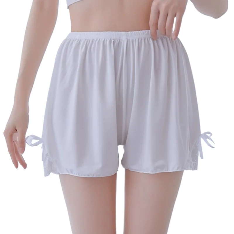 

White Safety Pants Women's Anti-light Summer Thin High-waisted Lace Ice Silk Loose Culottes Shorts Women Underpants underwear