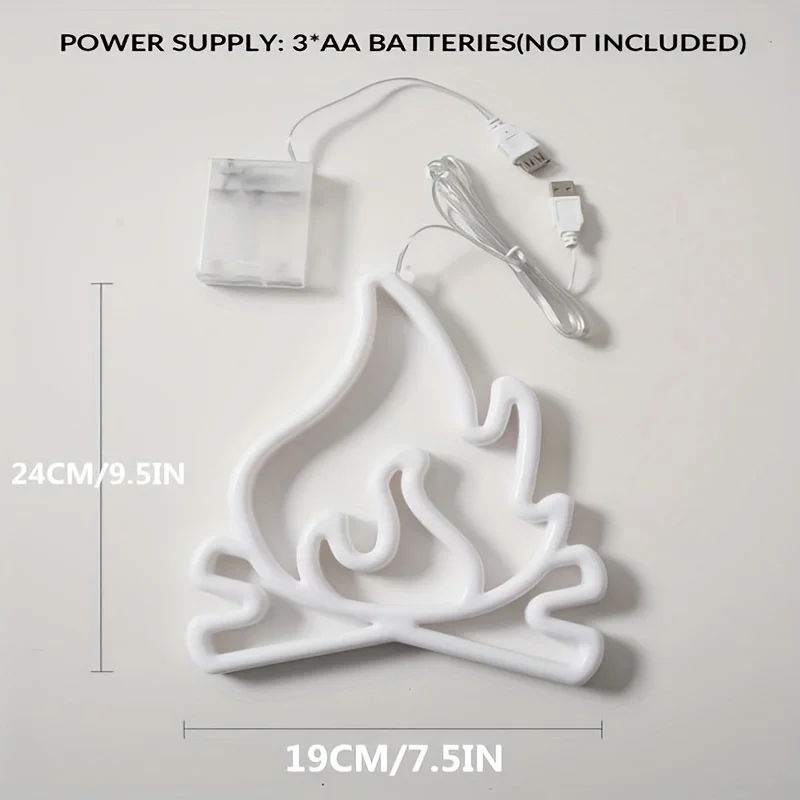 LED 네온 불꽃 벽 램프 USB 배터리 전원 공급 장치는 가족 침실 파티 웨딩 장식 조명에 적합합니다.