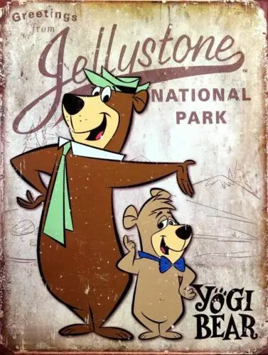 Yogi Bear Jellystone Park, Retro metal Aluminium Sign, Novelty Gift