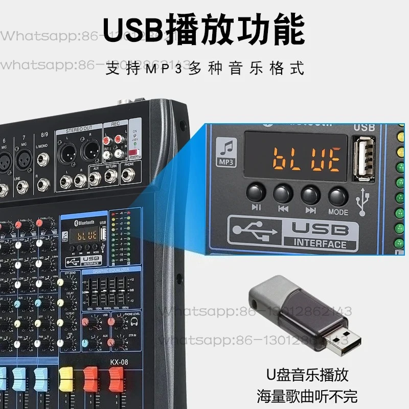 6-Road 8-Road 12-Road Professional Mixer Bluetooth USB Mixed Audio KTV Stage Wedding Performance