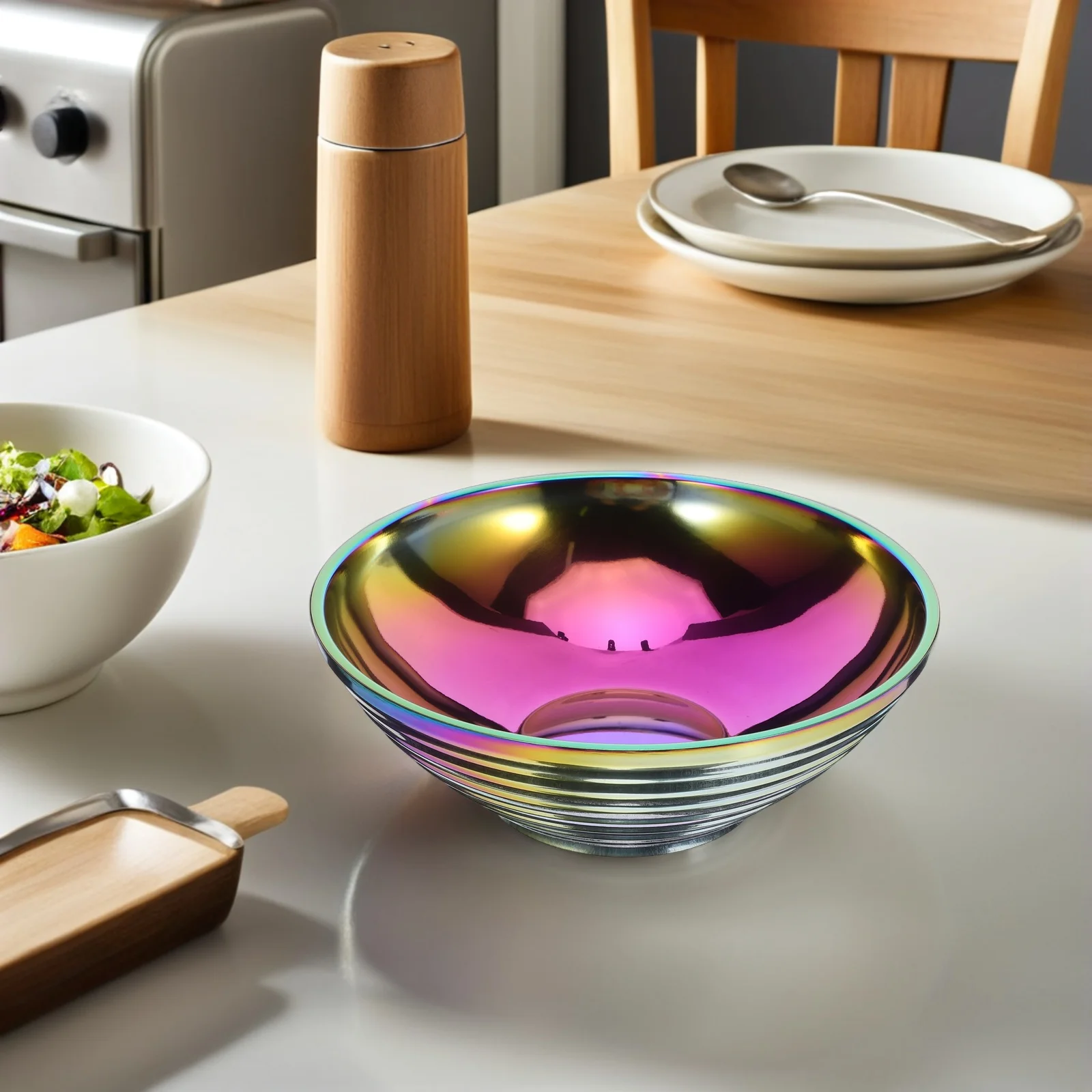 

2pcs Japanese Soup Bowls Stainless Steel Ramen Bowl Set For Home Kitchen Restaurant Asian Style Serving Dish Noodle Rice