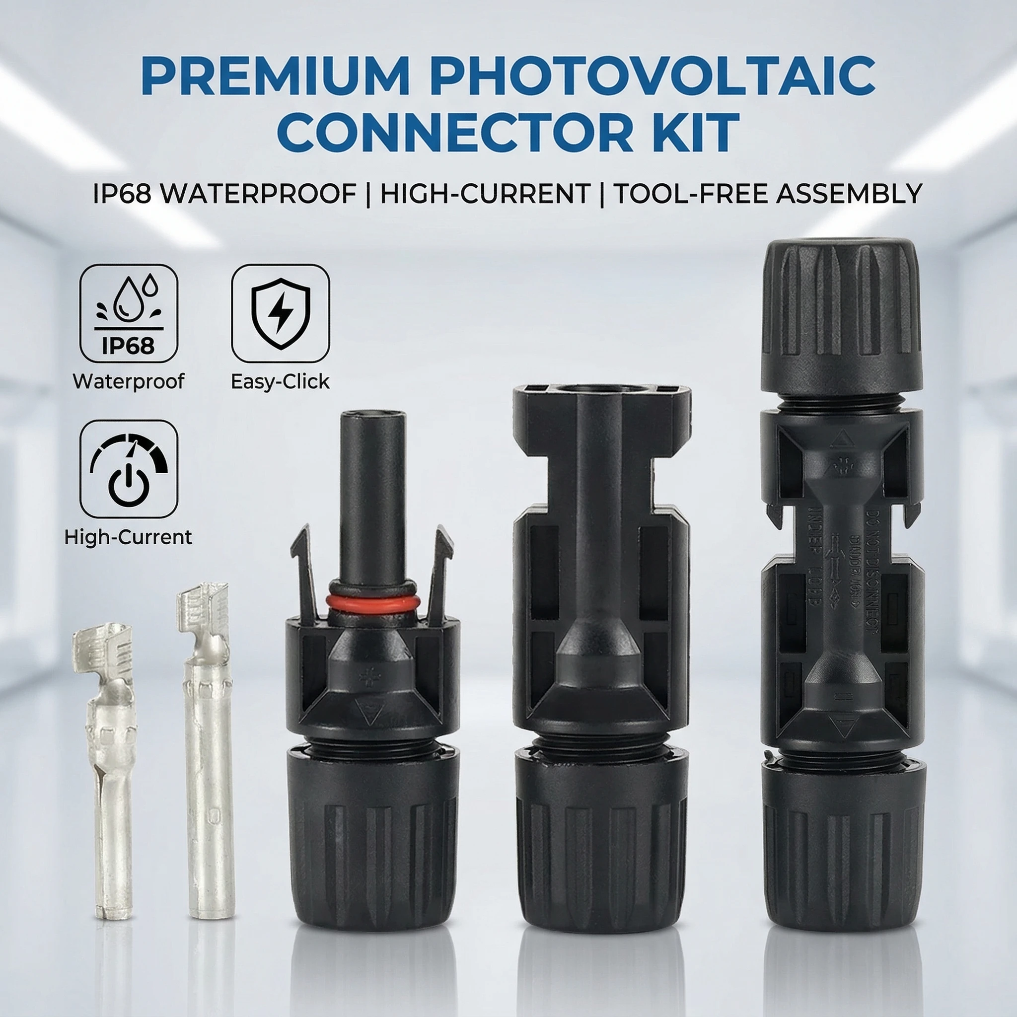 

10/20/40/100/200/400Pcs IP68 Waterproof Solar Connectors with Spanner, 1000V 30A PV Panel Connectors for 2.5/4/6mm² Solar Cable