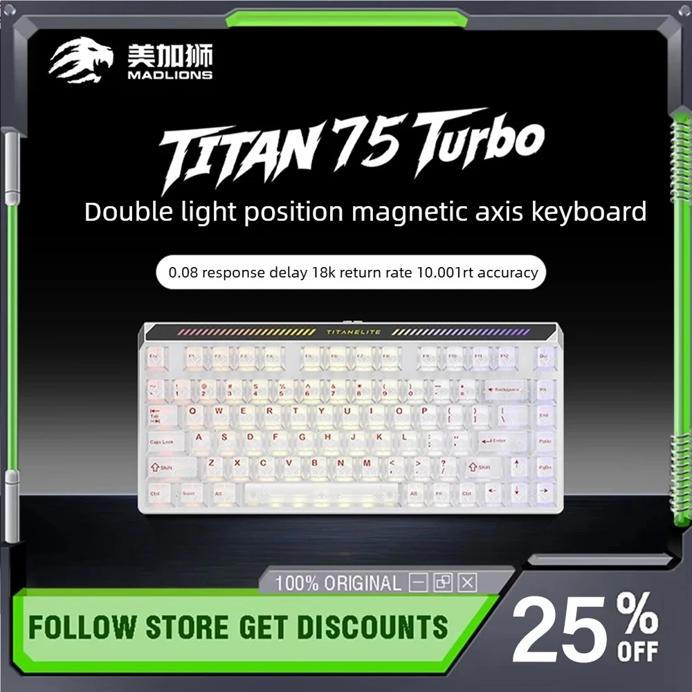 MADLIONS TITAN75Turbo Mechanical Keyboard RGB 8k Return Rate Low Latency E-sports Game High Performance Magnetic Switch Keyboard