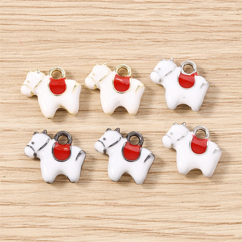 

5pcs 14x13mm Cartoon Animal Charms Enamel Trojan Horse Charms Pendants for Jewelry Making Necklaces Earrings DIY Crafts Supplies