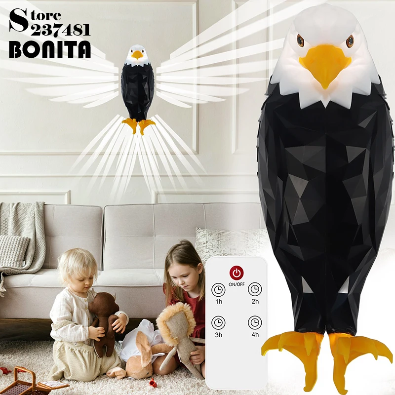 

Eagle Wall Lamp Novel Creative Wing Projection Wall Scones Kids' Room Bedside Aisle Magnetic Charging Remote Lighting Fixture