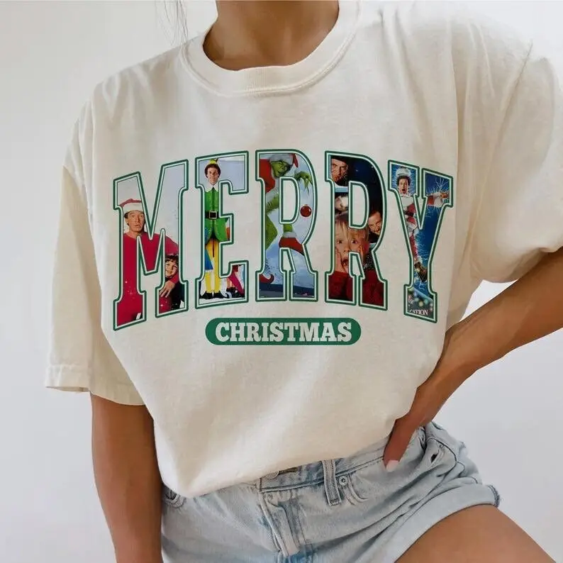 

Merry Christmas 90s Movies Crewneck, Vintage Christmas Movies Shirt, shirt gift