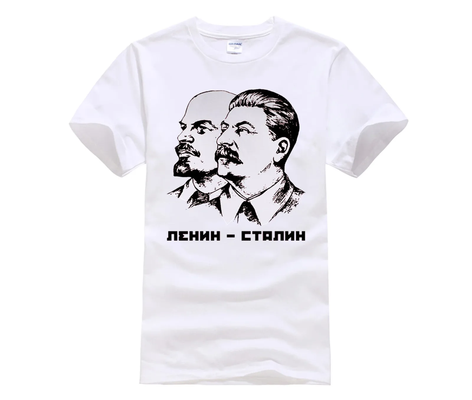 Hot men\'s fun casual print T-shirt Lenin And Stalin t shirt Top Lycra Cotton Men T Shirt