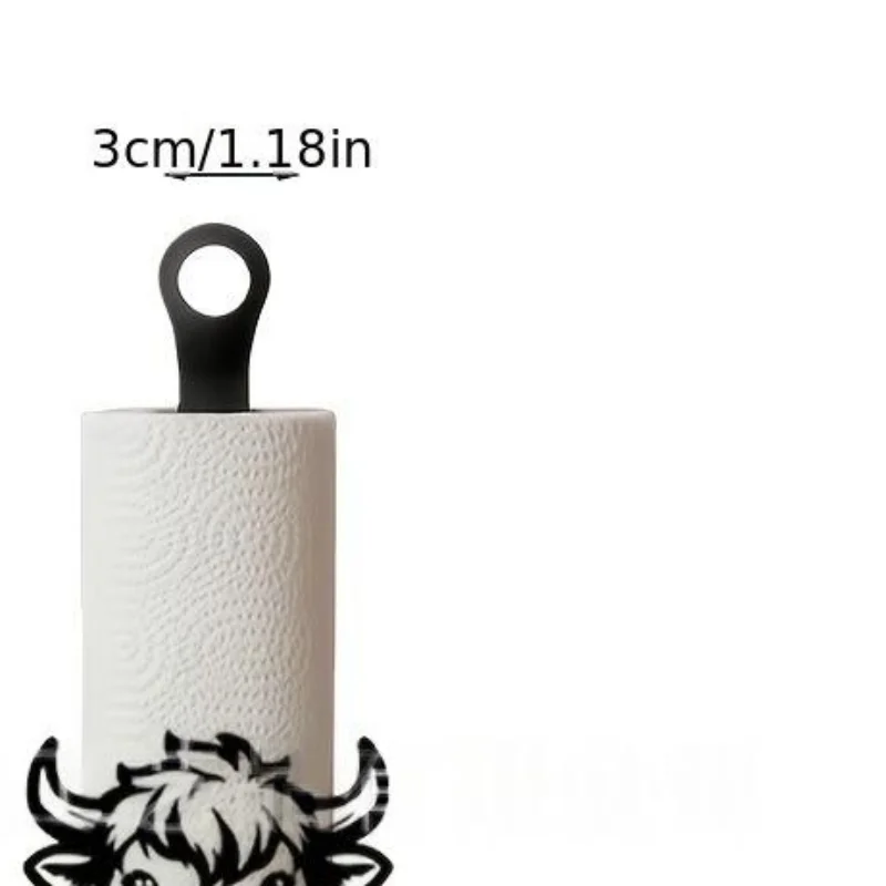 Hot Sale 1Pcs Cute Cartoon Kitchen Towel Rack Cattle Wooden Base Tissue Holder Desktop Decoration Food Wrap Storage Rack