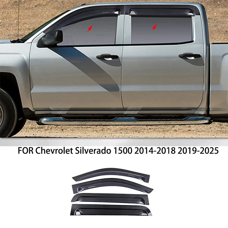 

Автомобильные аксессуары, подходят для Chevrolet Silverado 1500 2014-2018 2019-2025, ABS, водонепроницаемый козырек на дверь, окно, вентиляционные шторы, защита от солнца и дождя