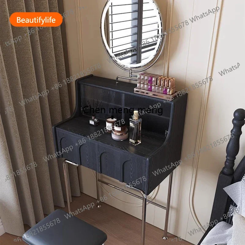 a44 Black Makeup Vanity Table Mirror Bedroom Chair Drawers Modern Organizer Dressing Table Women Wood Vestidores Trendy Furnitur