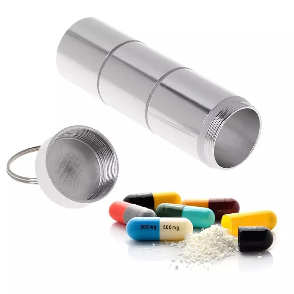 1 قطعة سبائك الألومنيوم المحمولة الطب تخزين حبوب منع الحمل جيب الطب صندوق منظم حاوية حبوب منع الحمل صندوق حبوب