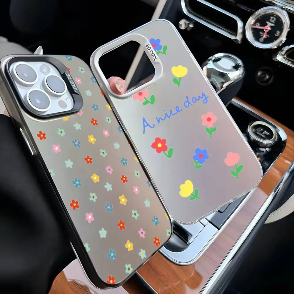 

Small Flower Phone Case For iPhone 16,15,14,13,12,11,Mini,Pro,MAX Black Matte Shockproof Cover