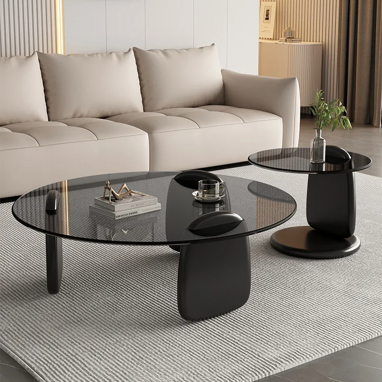 Mesa de chá de vidro redonda pequena mesa de centro sala estar casa nordic internet celebridade luz luxo italiano