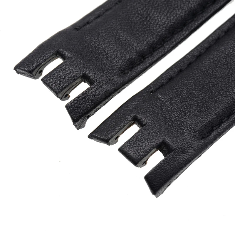 Crocodile Pattern Cowhide Watch Strap for Swatch Accessories Black Bifurcate Concave Interface 21MM Colloidal Particles Wrist