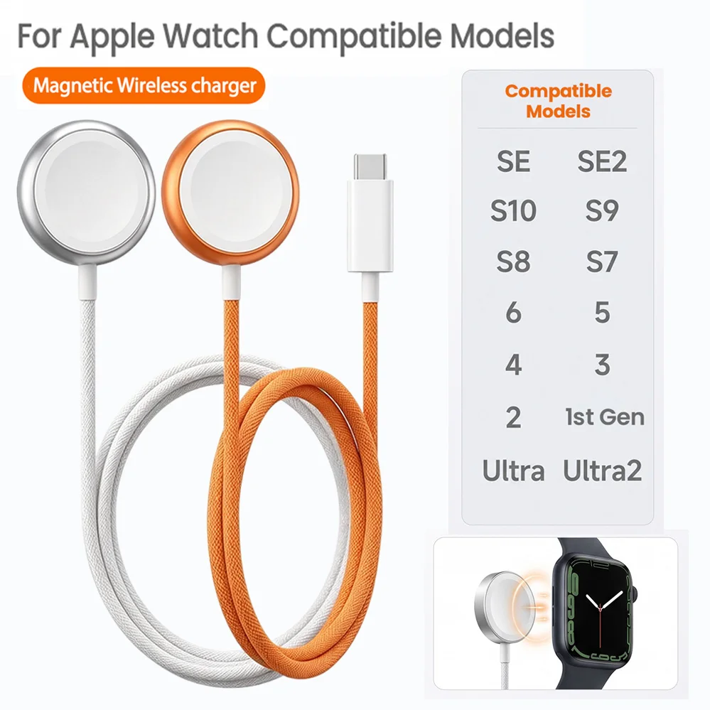 Type-C Magnetic Watch Charger For Original Apple Watch S11 10 9 8 7 6 5 4 3 2 SE3 2 Ultra 3 2 iWatch Wireless Charging Cable