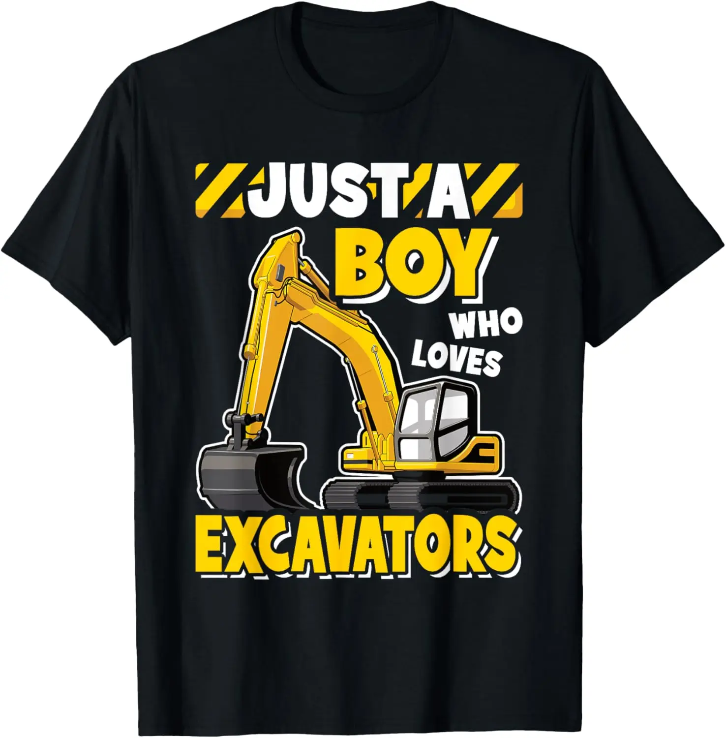 

Just A Boy Who Loves Excavators Kids Construction Vehicle T-Shirt