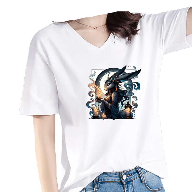 Gothic style Angel Devil Heat Transfer T-shirt Printed Stickers Flower Dragonfly DTF Clothing DIY Iron On Stickers