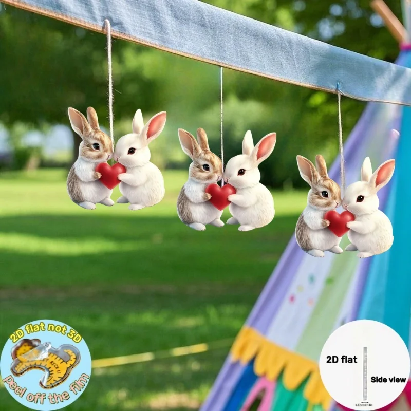 

2D Flat Acrylic Cute Pendant and Keychain Holiday Gift Adorable Home Hanging Decoration Charming Car Rearview Mirror Accessory