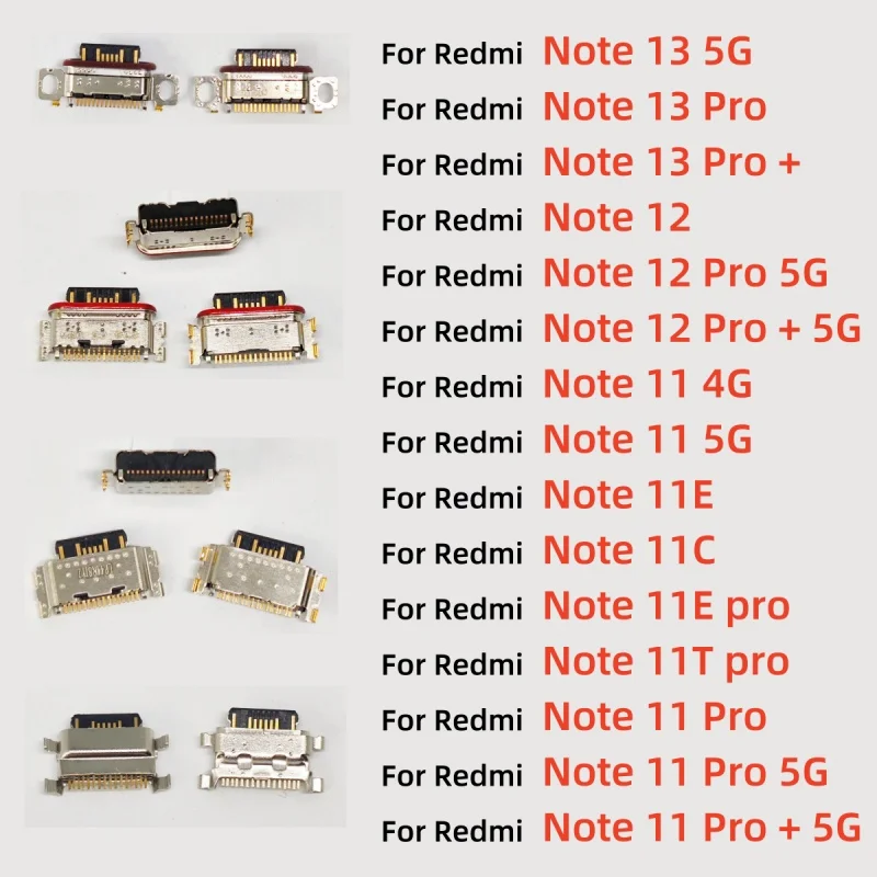 10pcs/lot New For Xiaomi Redmi Note 13 12 11 11E 11T Pro Plus 4G 5G USB Type-C Jack Charging Port Connector Plug Socket Dock