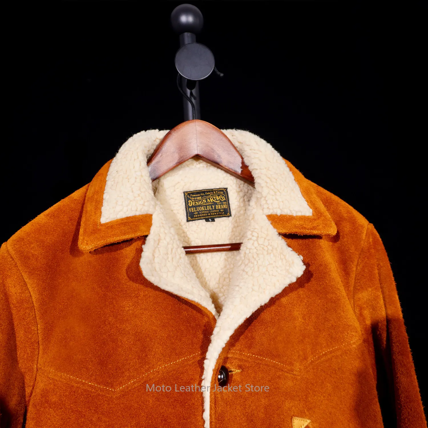 American Western Cowboy Farmer Style Suede Cowhide Leather Jacket Men Vintage Amekaji Genuine Leather Coat - view 5